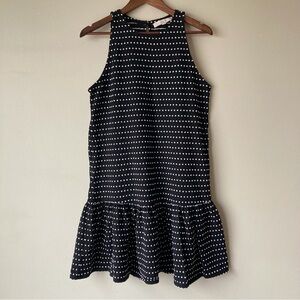 LOFT Black Sleeveless Midi Dress With White Raised Polka Dots‎ Women’s Small